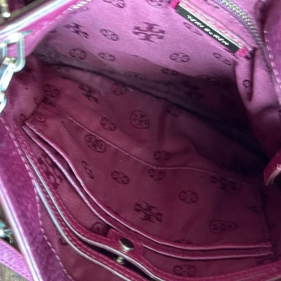 Tory Burch Plum Leather Chain Shoulder Bag - Picture 4 of 10